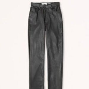 Abercrombie & Fitch Criss-Cross Waistband Vegan Leather 90s Straight Pants